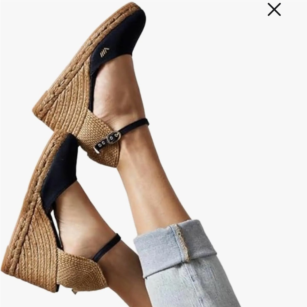 Women's Viscata Barcelona Satuna Canvas Navy Espadrille Wedges, 35 - Picture 9 of 10